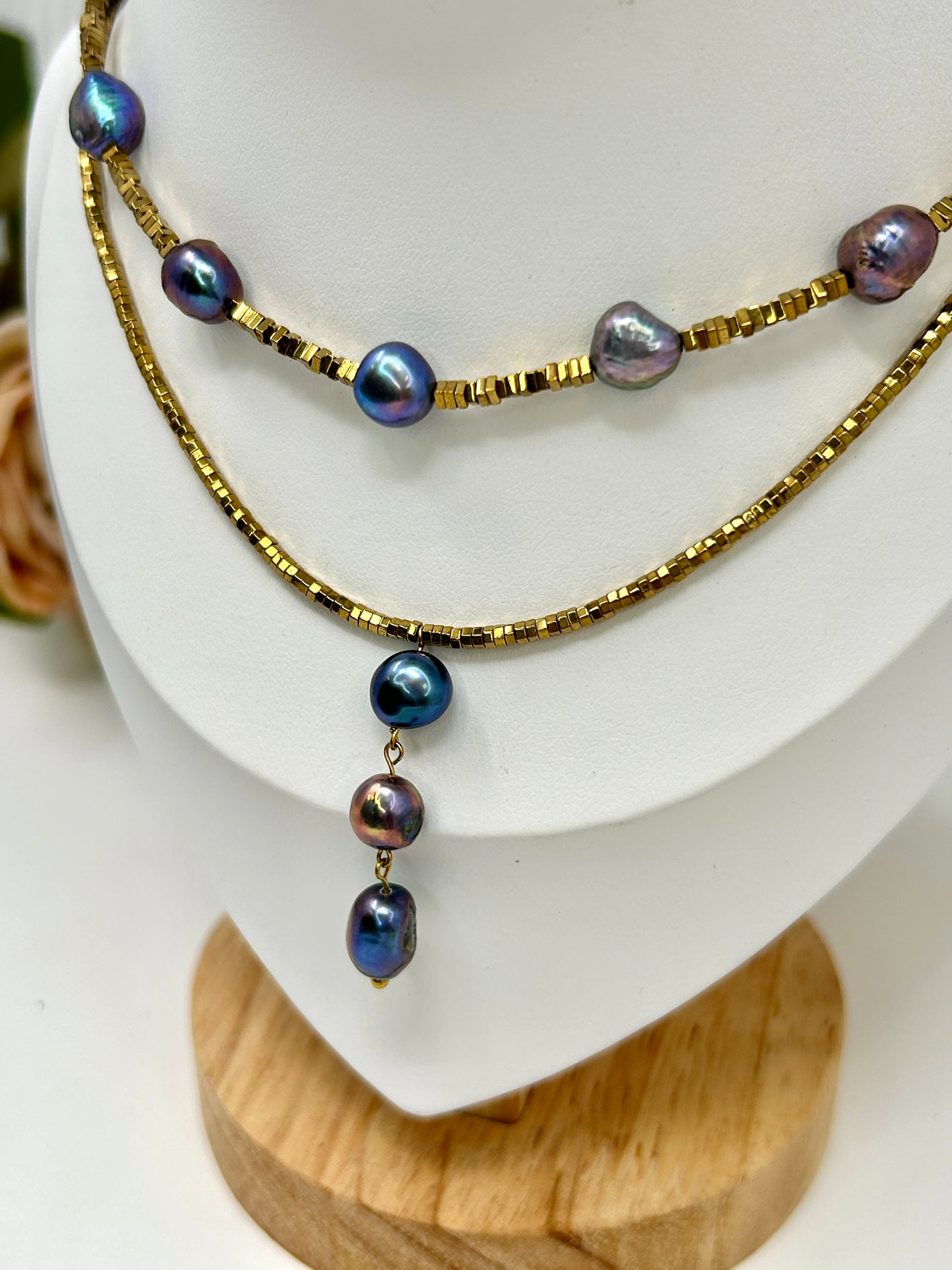 Lumilu Black Pearl Necklace Set– Perfectly Imperfect